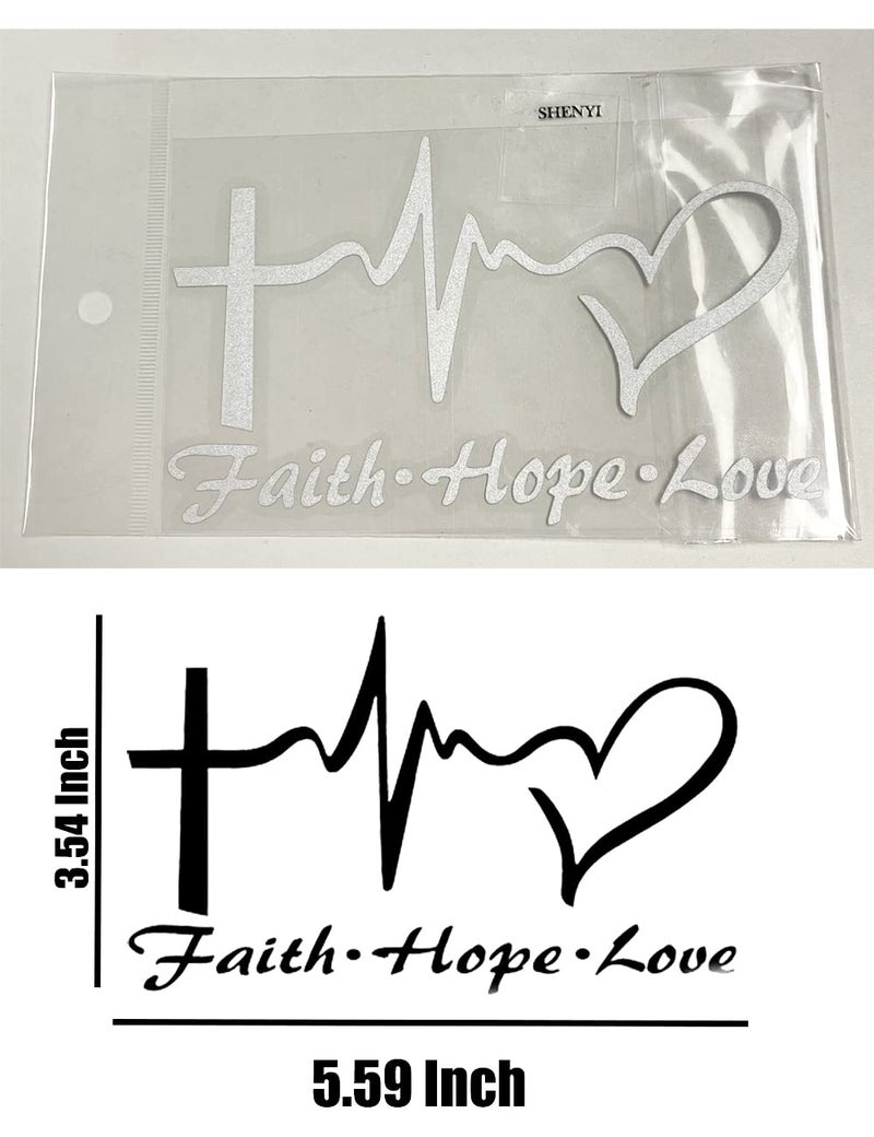 SHENYI ملصقات مصورة للسيارة من Hope Faith Love Heart ملصق فينيل على شكل صليب يسوع لنوافذ السيارات والأجهزة اللوحية وأجهزة الكمبيوتر المحمول وزجاجات المياه (أبيض) - Image 4